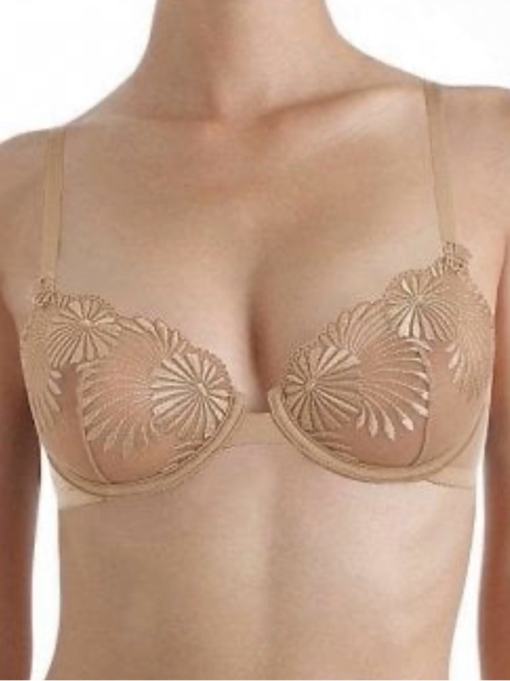 Wacoal Sheer Embroidered Underwire Bra - Tan nude beige